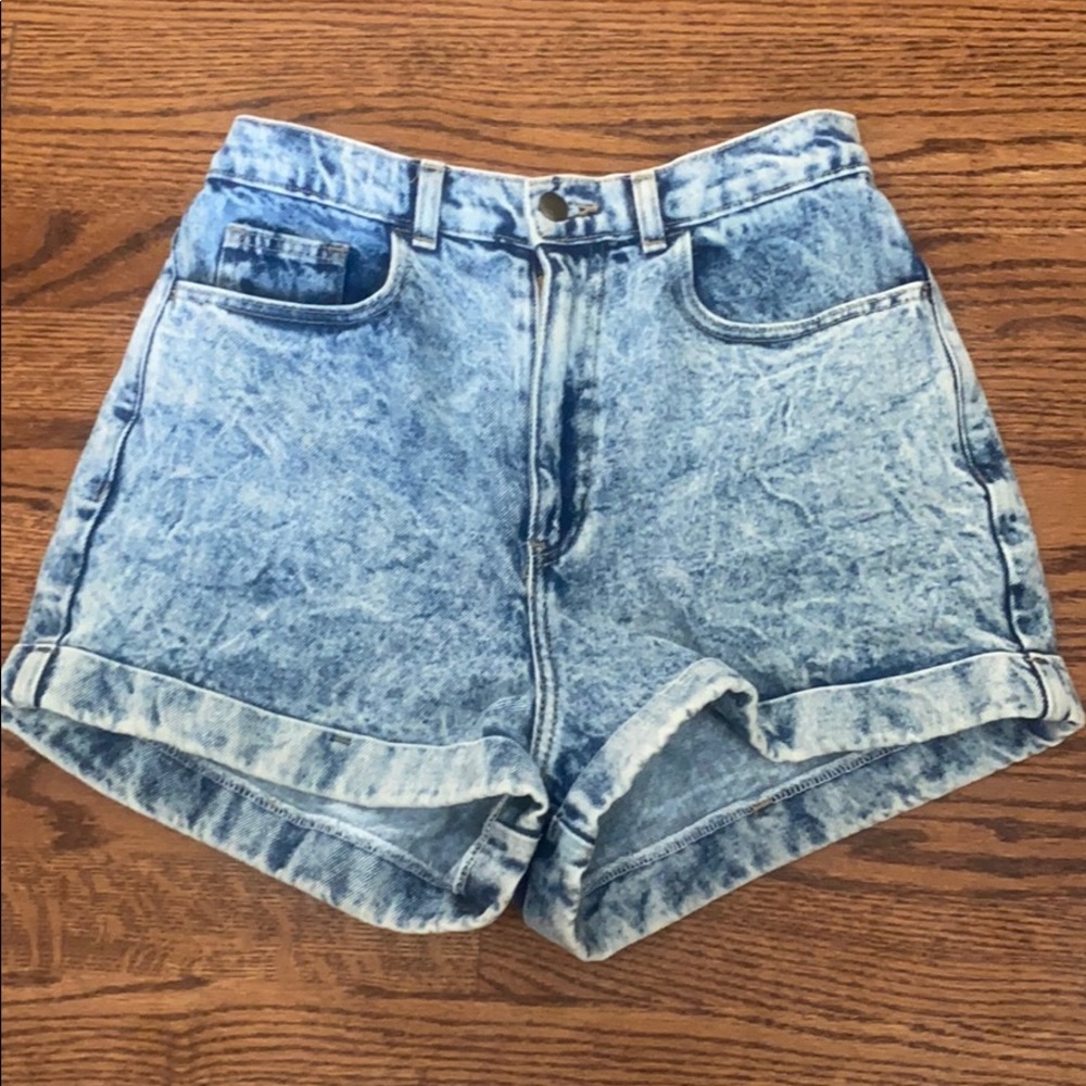 High Waisted Acid Wash Mom Shorts